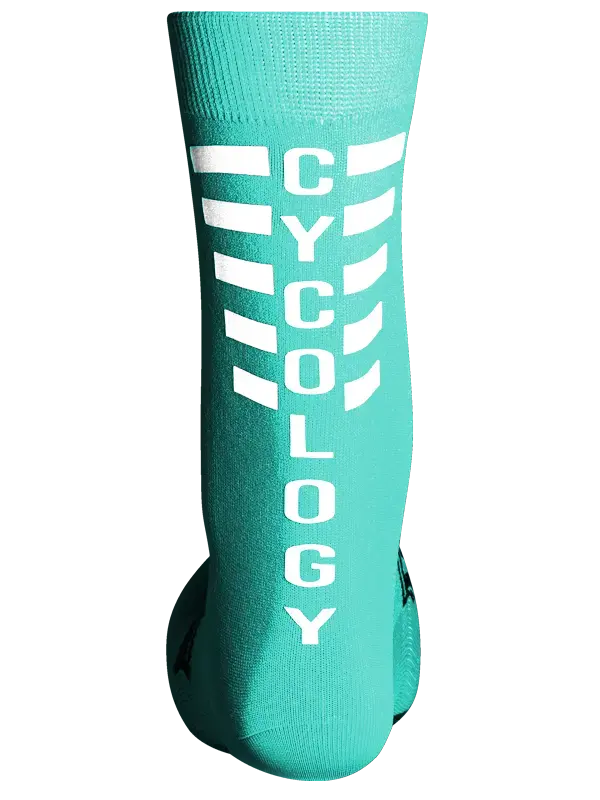 CYCOLOGY AQUA REFLECTIVE LOGO CYCLING SOCKS
