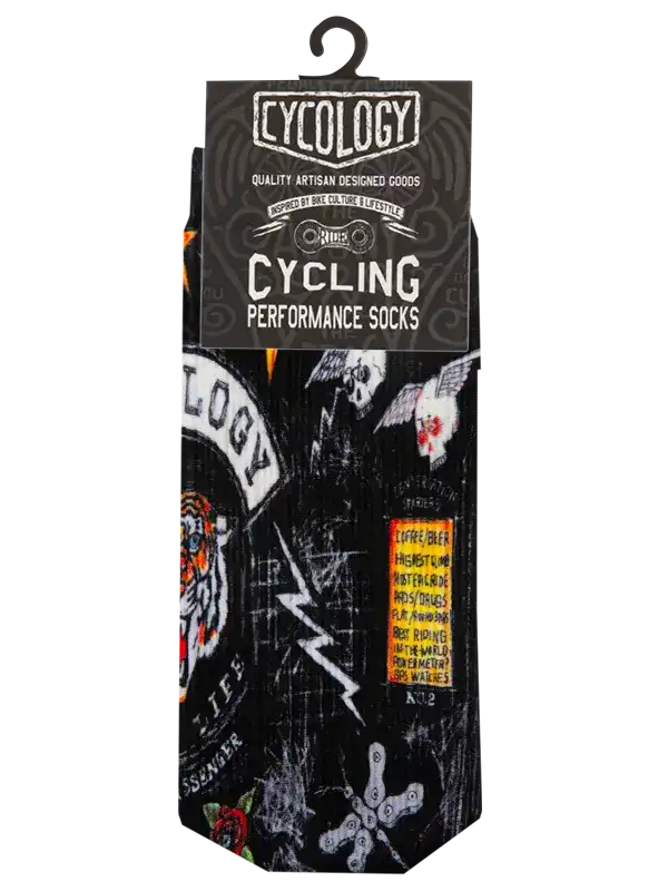 CITY OF ANGELS BLACK CYCLING SOCKS - LONG