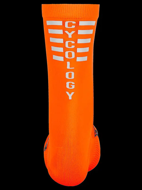 CYCOLOGY ORANGE REFLECTIVE LOGO CYCLING SOCKS