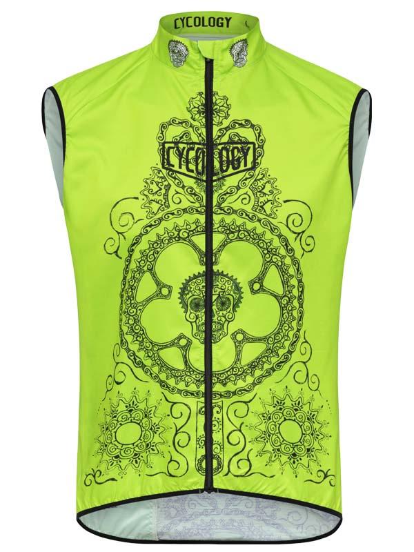 Day of the Living Lime Mens Lightweight Cycling Gilet | Cycology AUS
