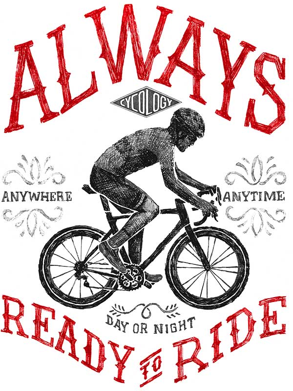 ALWAYS READY TO RIDE T SHIRT BLUE