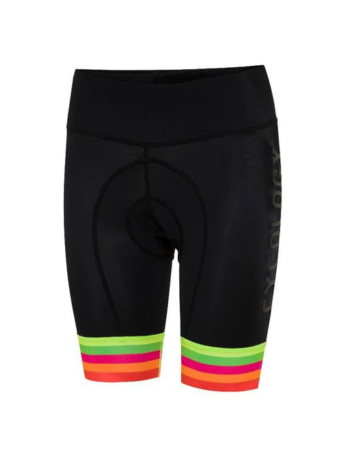 CYCOLOGY WOMEN'S LOGO CYCLING SHORTS BLACK/MULTI