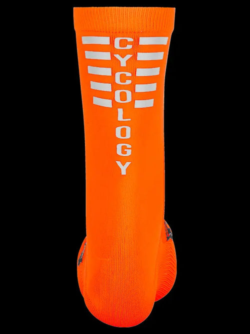 CYCOLOGY ORANGE REFLECTIVE LOGO CYCLING SOCKS