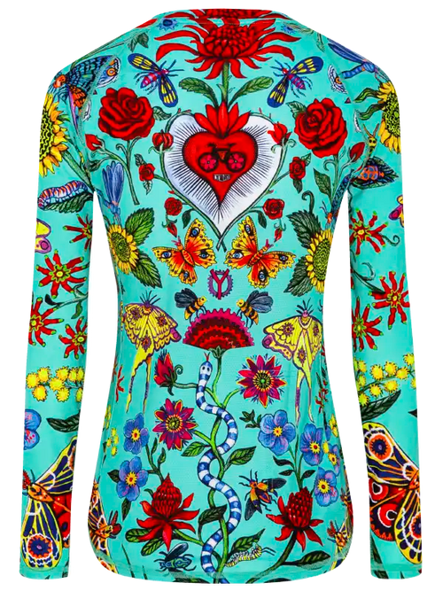 RIVER ROAD WOMEN'S LONG SLEEVE MTB JERSEY AQUA