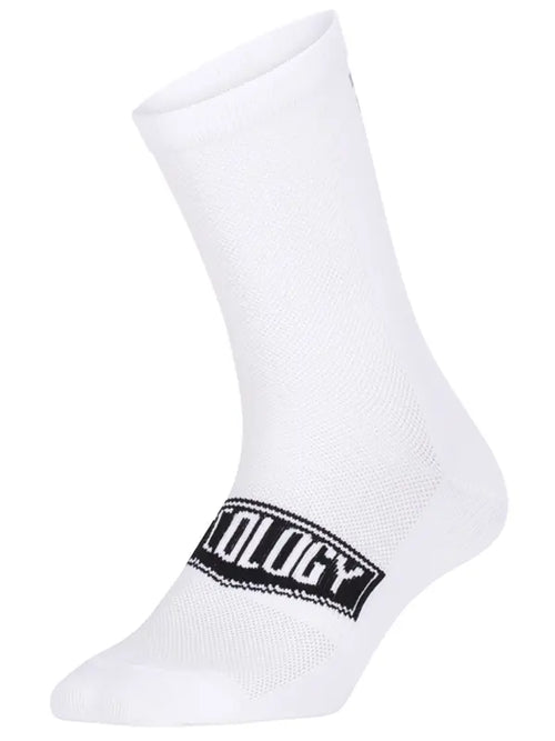 CYCOLOGY WHITE REFLECTIVE LOGO CYCLING SOCKS