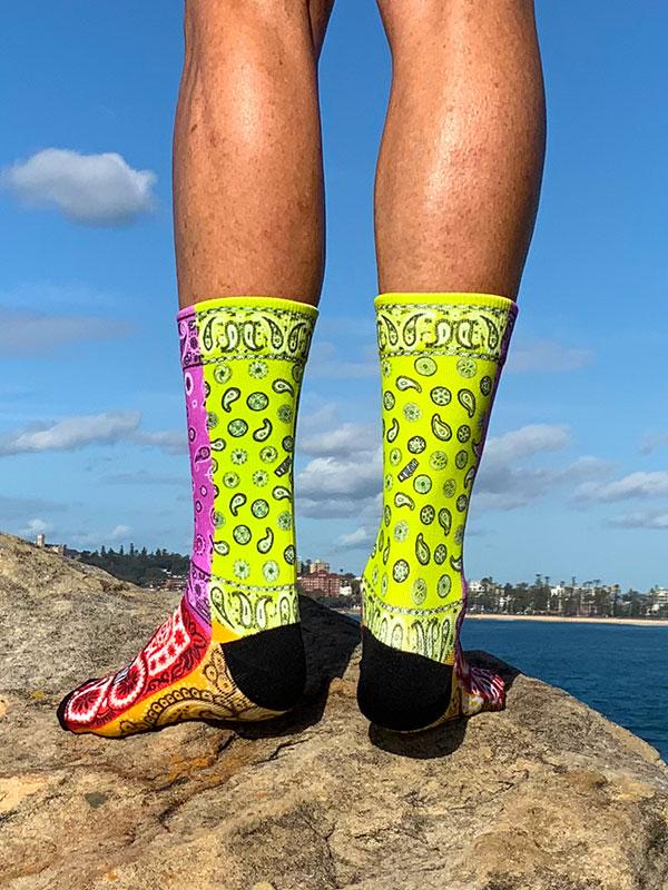 Bandana Lime Cycling Socks | Cycology Clothing AUS