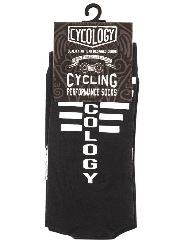 CYCOLOGY BLACK REFLECTIVE LOGO CYCLING SOCKS