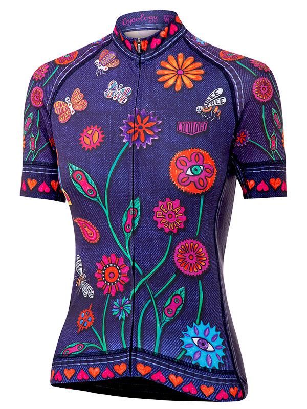 Boho Womens Blue Cycling Jersey 