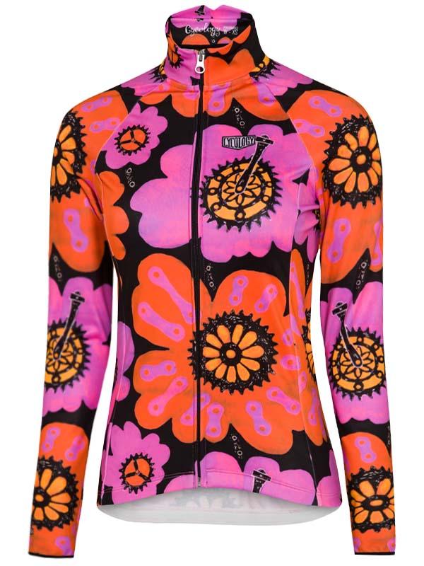 Pedal Flower Windproof Black Cycling Jacket | Cycology Clothing