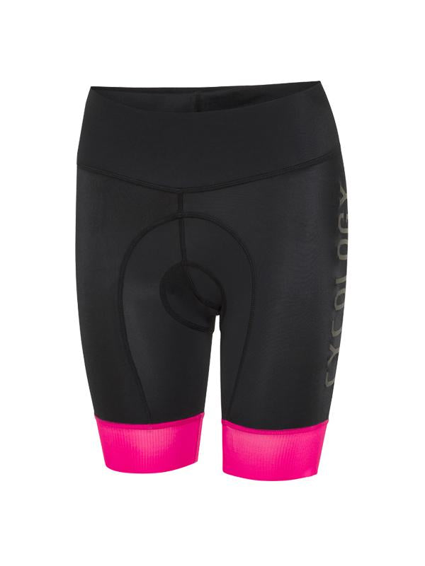 Cycology Womens Logo Black Pink Cycling Shorts 