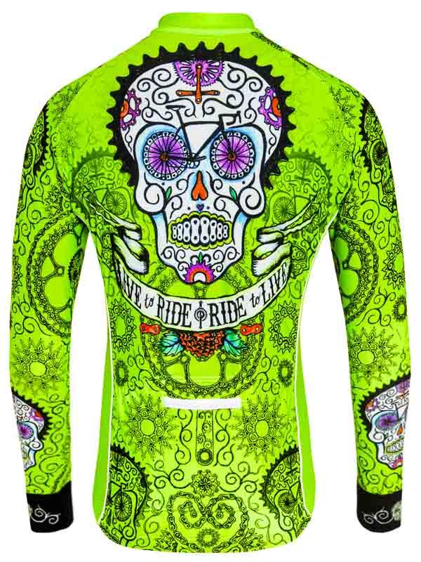 Day of the Living Lime Mens Long Sleeve Cycling Jersey | Cycology AUS