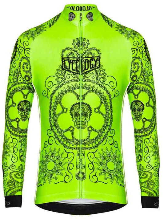 Day of the Living Lime Mens Long Sleeve Cycling Jersey | Cycology AUS