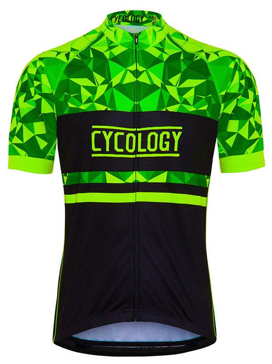 Geometric Lime Mens Relaxed Fit Cycling Jersey