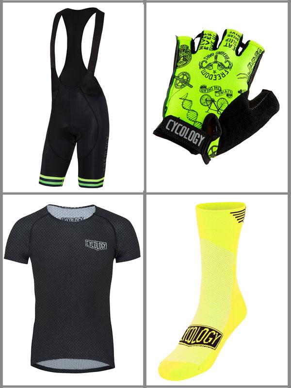 Cycology Men's Logo (Lime Stripe) Bib Shorts