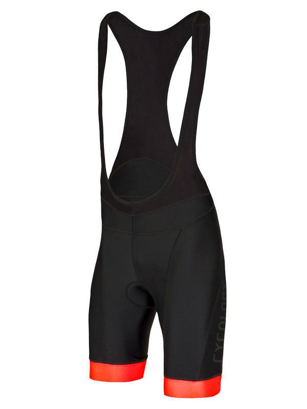 Cycology Mens Logo Black Red Cycling Bib Shorts