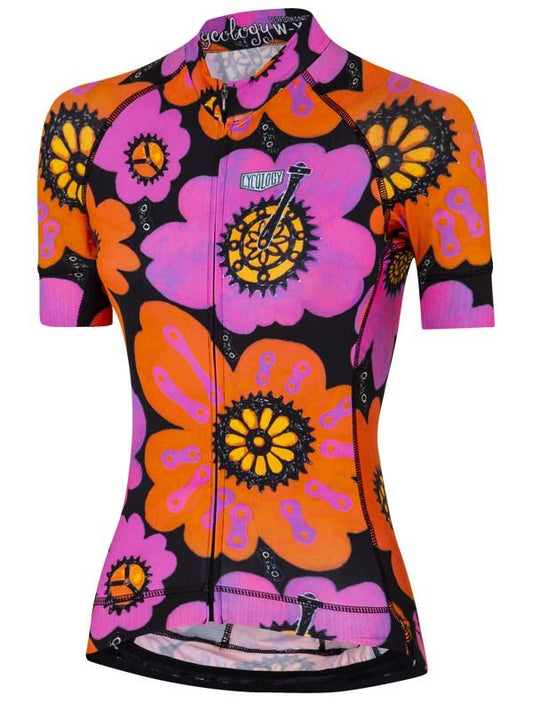 PEDAL FLOWER (PINK/BLACK) WOMEN'S CYCLING JERSEY