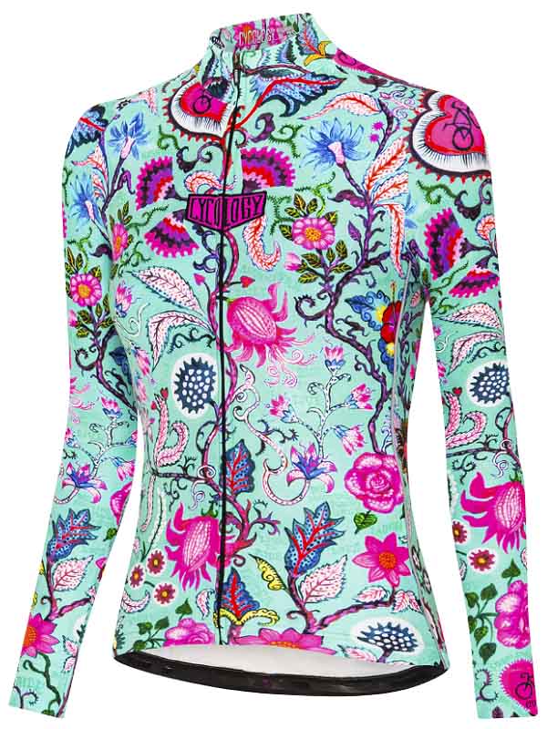 Secret Garden (Aqua) Women's Long Sleeve Jersey