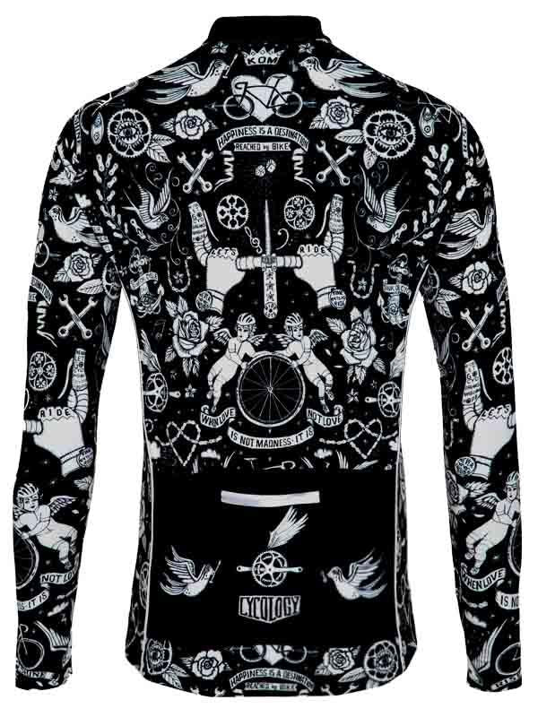 Velo Tattoo Mens Black Long Sleeve Cycling Jersey | Cycology