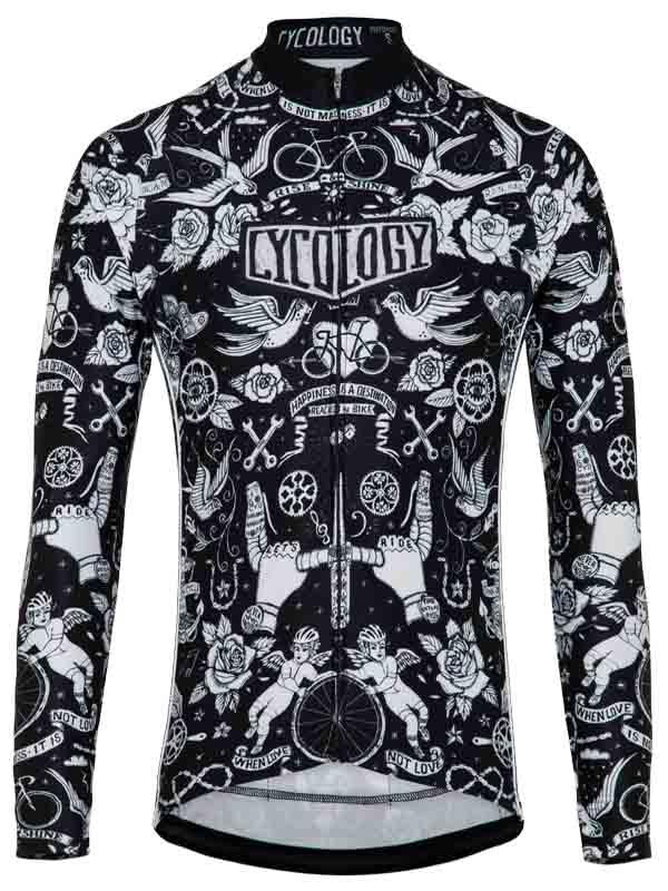 Velo Tattoo Mens Black Long Sleeve Cycling Jersey | Cycology