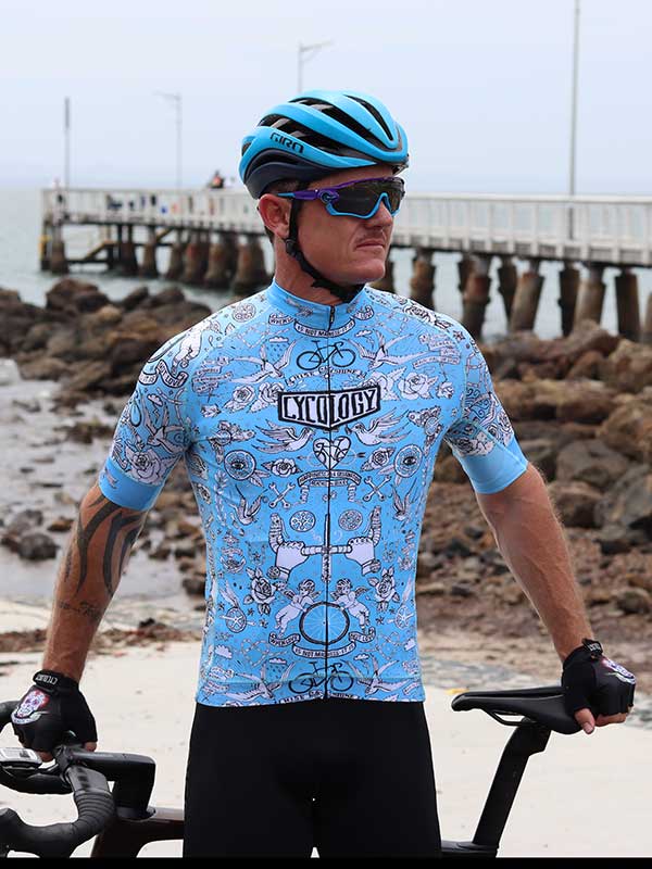 VELO TATTOO (BLUE) MEN'S CYCLING JERSEY