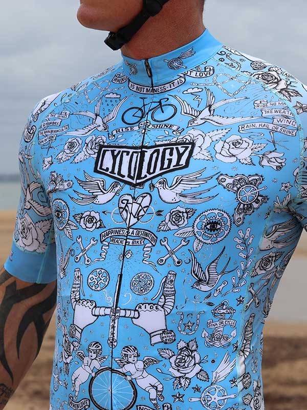 VELO TATTOO (BLUE) MEN'S CYCLING JERSEY