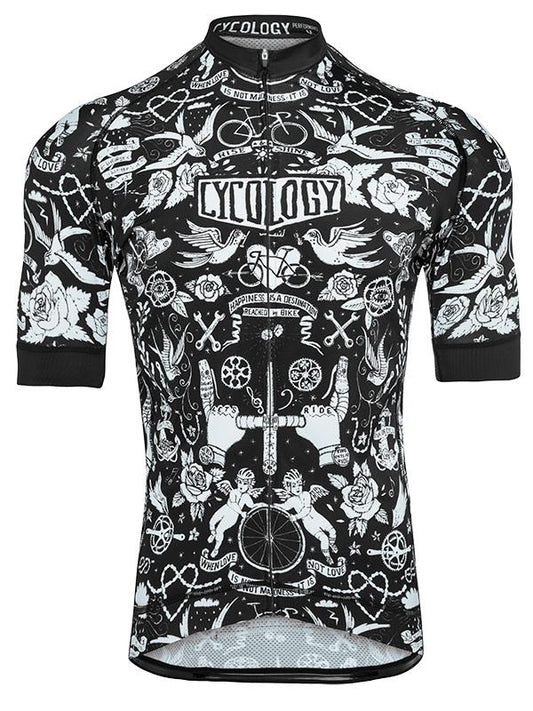 Velo Tattoo Mens Black Cycling Jersey | Cycology Clothing AUS